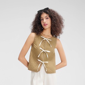 Women's Quilted Tie-Front Vest - Wild Fable™ - 1 of 4
