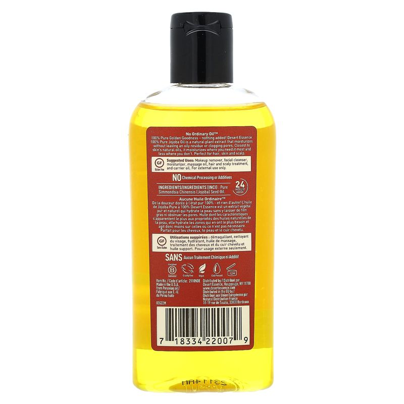 Desert Essence 100% Pure Jojoba Oil, For Hair, Skin, and Scalp, 4 fl oz (118 ml), 2 of 3