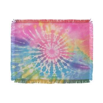 Emanuela Carratoni Boho Rainbow Tie Dye 56"x46" Woven Throw Blanket - Deny Designs