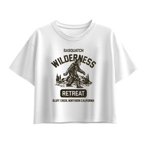 Girls' - Instant Message - Sasquatch Wilderness Retreat Short Sleeve Boxy Graphic T-Shirt - 1 of 3