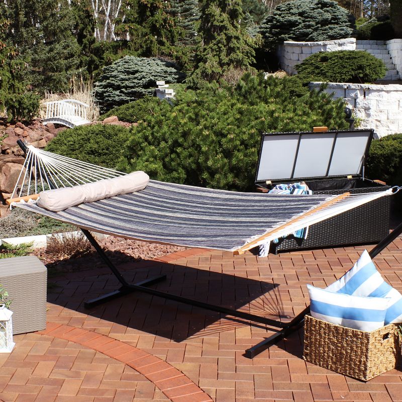 Sunnydaze Two-Person Quilted Fabric Hammock with Spreader Bars - 450 lb Weight Capacity, 3 of 23