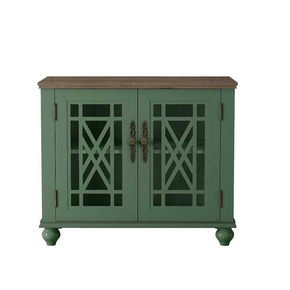 Photos - Dresser / Chests of Drawers 38" Vintage Storage Sideboard Buffet Accent Cabinet Green - Festivo