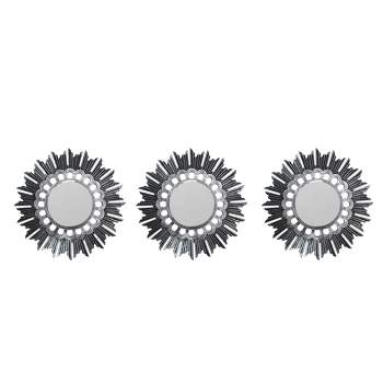 Northlight Set of 3 Floral Sunburst Brushed Silver Round Mirrors 9.5"