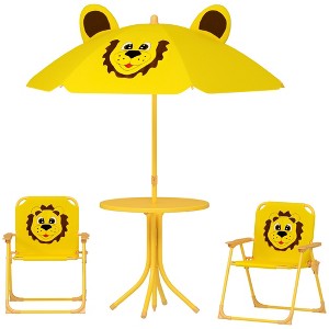 Aghana Digitals Kids 4-Piece Foldable Picnic Set: Yellow Lion Design Table, Chairs & Adjustable - 1 of 4
