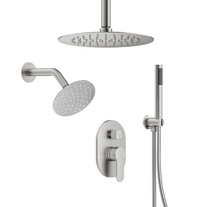 YAWWALK Ceiling Mount 10 and 6 in. Dual Round Shower Head and Handheld Shower Head - 1 of 4