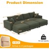TiramisuBest 102.4" Plush Corduroy 4-Seat Sofa with 3 Ottomans, Deep Seat Cloud Couch, Convertible Lounge Sofa,Grey - 4 of 4