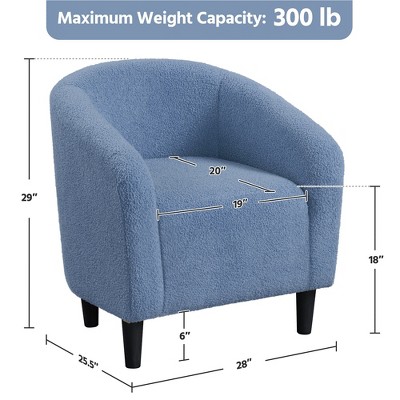 Blue Boucle Upholstered Barrel Accent Chair with Manufactured Wood Frame