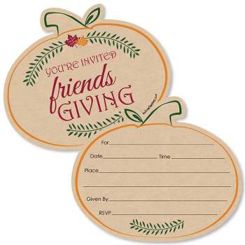 Big Dot of Happiness Friends Thanksgiving Feast - Shaped Fill-in Invitations - Friendsgiving Party Invitation Cards with Envelopes - Set of 12