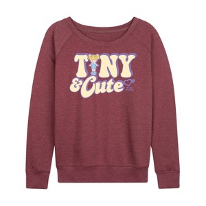Women's - Polly Pocket - Tiny And Cute Lightweight French Terry Wide Neck Long Sleeve Shirt - 1 of 4