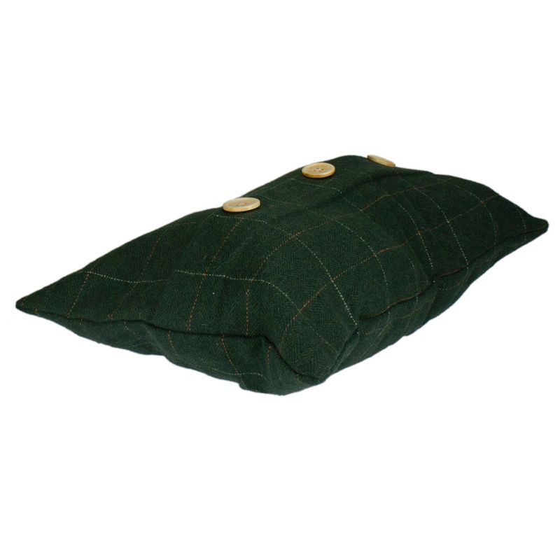 Northlight 20" Green and Beige Rectangular Velvet Throw Pillow with Buttons, 3 of 4