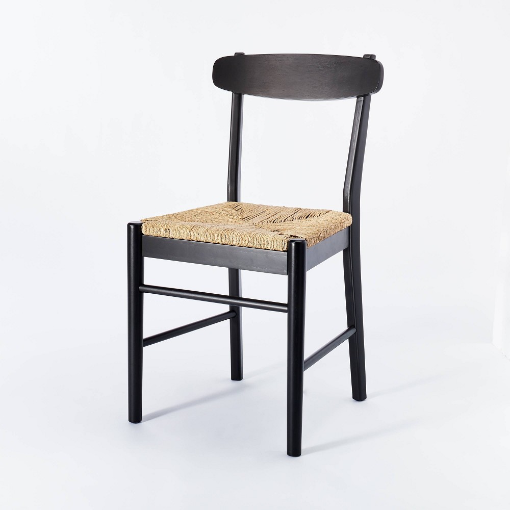 Logan Wood Dining Chair with Woven Seat Black - Threshold™ designed with Studio McGee