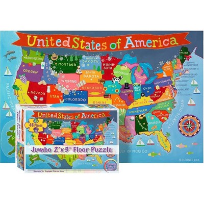 Round World Products USA Map Jigsaw Puzzle - 500 Pieces, 24x36 Inches, Ages 8+