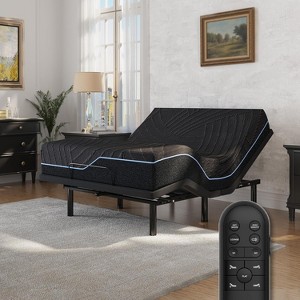 Dyonery Updated Adjustable Bed Base with 12" Form Frame Massage (Mattress color random) - 1 of 4