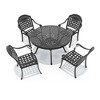 5-Piece Cast Aluminum Outdoor Dining Set: Round Table, Stackable Chairs & Blue Cushions - All-Weather Patio Furniture for Your Backyard - 2 of 4