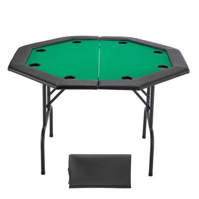 8 Player Gaming Table ECOTOUGE 8-Player Poker Table - Foldable Octagon Gaming Table With Cup Holders & Chip Trays Casino Style Poker Table