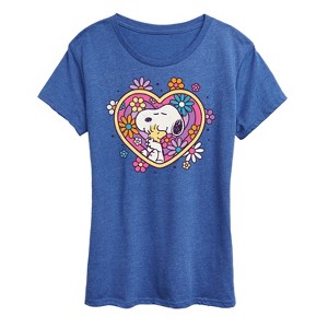 Women's - Peanuts - Hug Heart Flower Short Sleeve Graphic T-Shirt - 1 of 4