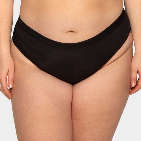 Curvy Couture Women's Plus Size Silky Smooth High Cut Brief Panty Black Hue  3x : Target