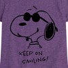 Girls' - Peanuts - Cool Joe Keep On Smiling Fitted Short Sleeve Graphic T-Shirt - 2 of 4