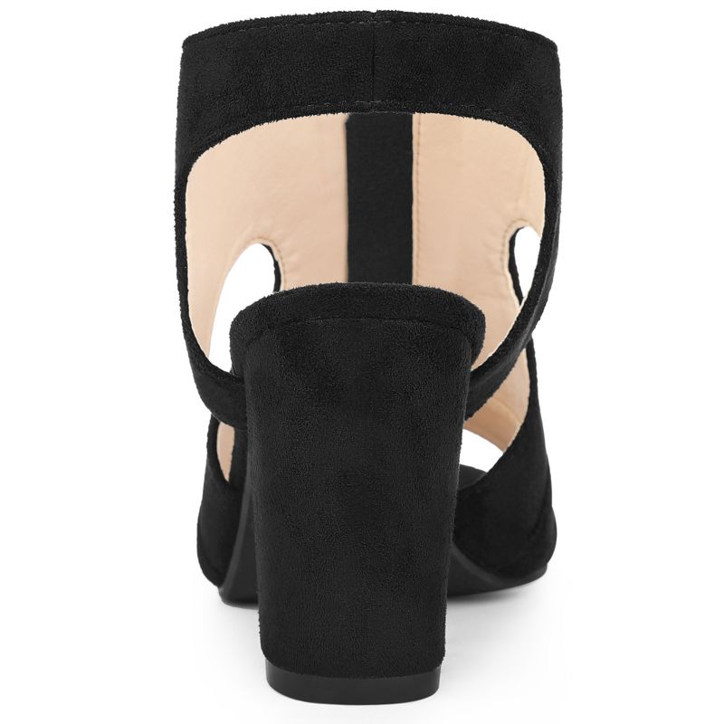 Allegra K Women's Front Zipped Gladiator Chunky Heels Slingback Sandals, 3 of 7