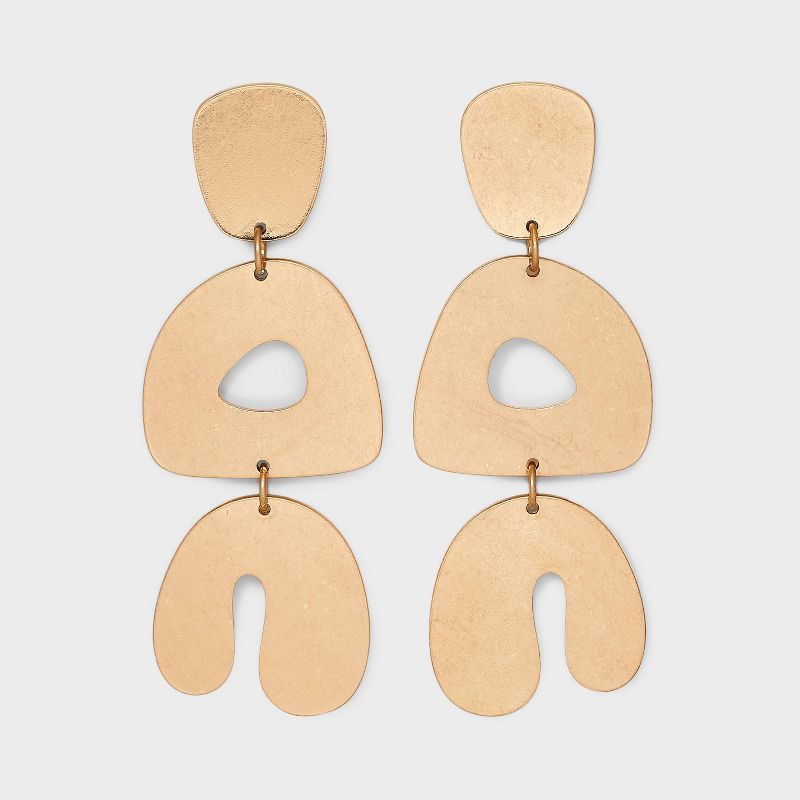 Abstract Geometric Post Drop Earrings - Universal Thread&#8482; Gold, 1 of 5