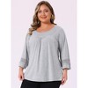Agnes Orinda Women's Plus Size Plain Cut-Out Gathered Patchwork Long Sleeve T-Shirt - 2 of 4