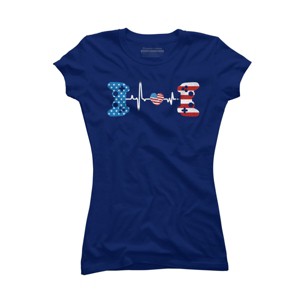 Junior's Design By Humans July 4th Flag Heartbeat Video Gamer By Ujangkasep T-Shirt - 1 of 2