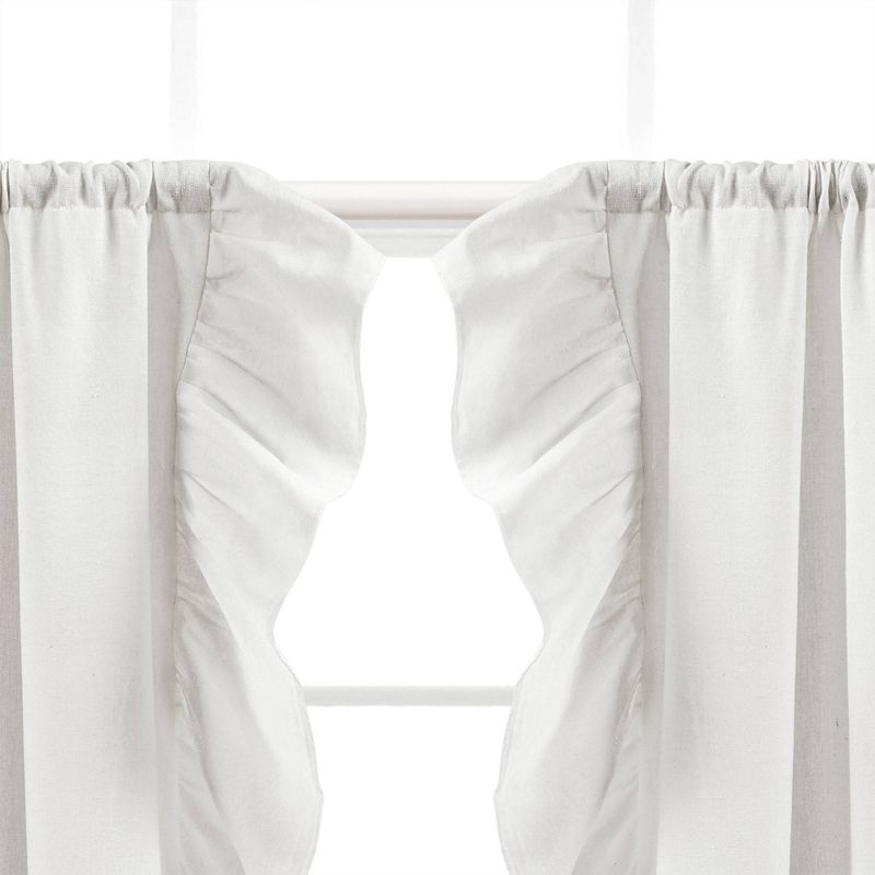 2pk 24&#34;x39&#34; Linen Ruffle Curtain Tiers White - Lush D&#233;cor, 3 of 7