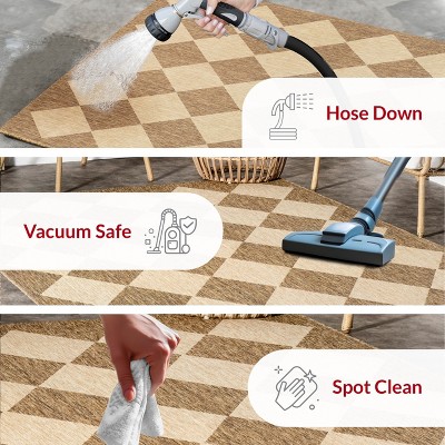 Beige and Brown Diamond Trellis Indoor/Outdoor Area Rug