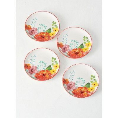 Sullivans Set of 4 Floral Plate 8"L Multicolored