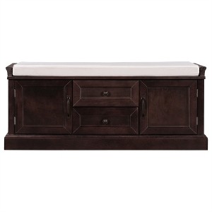 XINGHANZHENXUAN Entryway Storage Bench with 2 Drawers & 2 Cabinets, Shoe Bench with Removable Cushion - 1 of 4