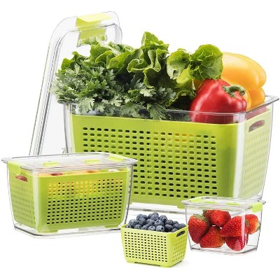 LunaLulinlk Adjustable Vent Food Storage Containers (3 Pack), BPA Free, Green