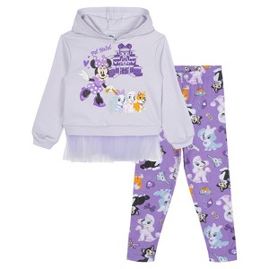 Disney Minnie Mouse Fleece Pullover Peplum Hoodie and Leggings Outfit Set - 1 of 4