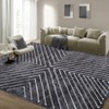 Modern Geometric Area Rug Farmhouse Stripe Area Rug Living Room Stain Resistant Non-Slip Carpet for Bedroom Dining Room - 2 of 4