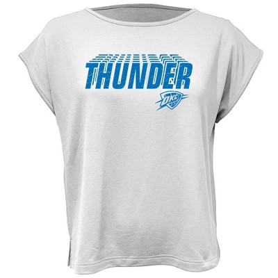 NBA Oklahoma City Thunder Women's White Round Neck Short Sleeve T-Shirt