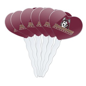 Bloomsburg University Primary Logo Heart Love Cupcake Picks Toppers Decoration Set of 6 - 1 of 4