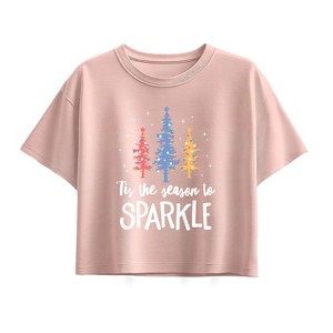 Girls' - Instant Message - Season To Sparkle Short Sleeve Boxy Graphic T-Shirt - 1 of 2