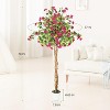 Artificial Bougainvillea Tree with Pink Flowers, Tall Faux Plant with Realistic Wood Trunk In Pot - 3 of 4
