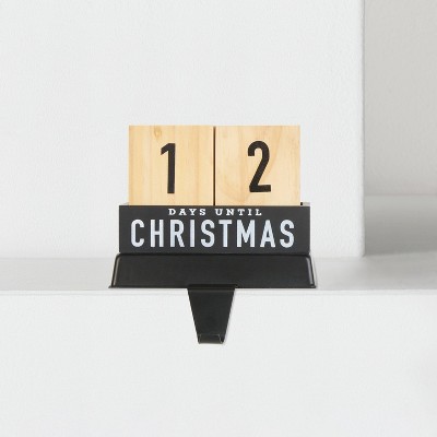 Countdown Christmas Stocking Holder with 3 Wooden Blocks Matte Black - Wondershop™