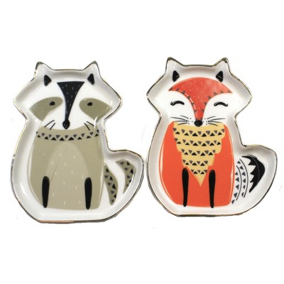 Home Decor Fox Raccoon Trinket Dish Set 2pc Jewelry - Decorative Container  Sets : Target