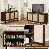 SEVOBAL Utility Storage Cabinets Three Door Rattan Buffet Sideboard Natural Texture Hidden Storage Dining Living Entryway, Brown, 15.5"*47.2"*27.6" - 3 of 4