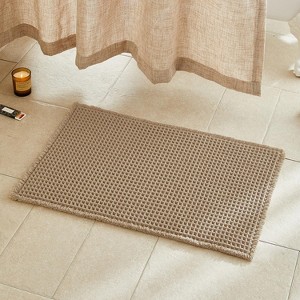 BAGOKIE Waffle Non-Slip Bath Mat Super Absorbent & Quick Dry Bathroom Rug - 1 of 4