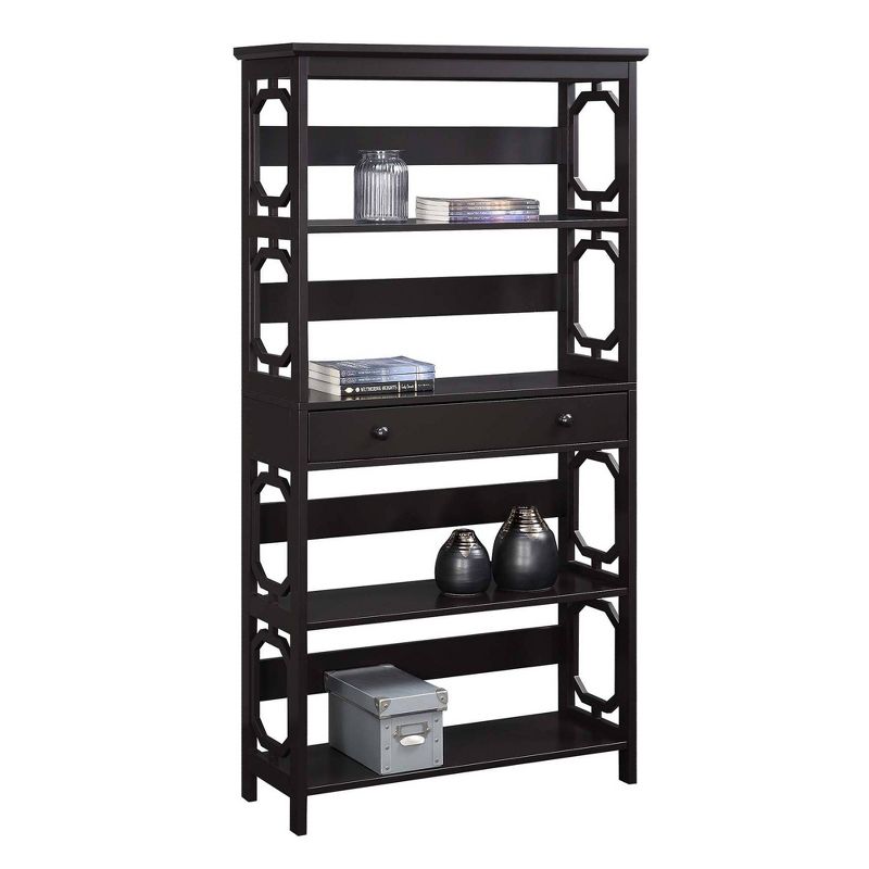 59.75" Omega 5 Tier Bookcase with Drawer - Breighton Home, 3 of 6