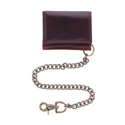 CTM Men's Colorado Leather RFID Trifold Chain Wallet