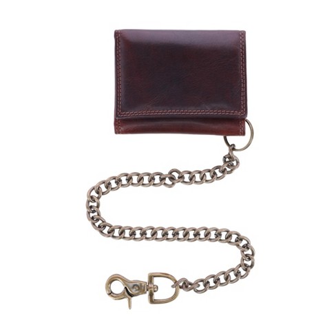 Full Grain Leather Trifold Long Wallet, Biker Chain Wallet
