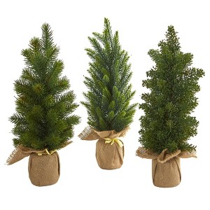 Nearly Natural 1.25-ft Mini Cypress and Pine Artificial Christmas Tree (Set of 3) - 1 of 1