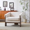 Ridstar Modern Accent Chair with White Fabric For Living Room Bedroom & Office-Beige - 4 of 4