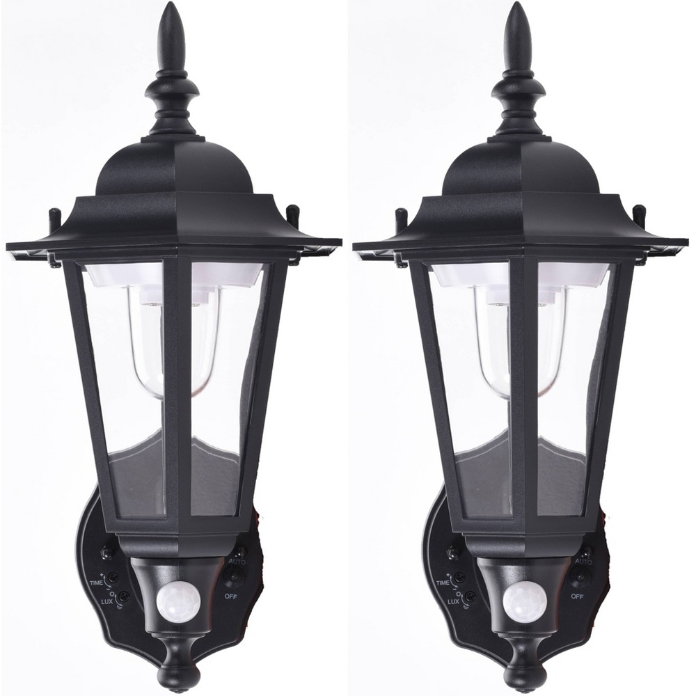 Maxsa Innovations 2pk Battery Powered Motion Activated Plastic LED Wall Sconces Black