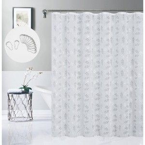 Dainty Home Clarissa Linen Textured Metallic Shower Curtain with 12 Hooks, 70" x 72" - 1 of 4