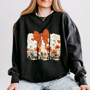 Coquette Fall Floral Orange - Womens Lightweight Garment Dyed Sweatshirt - 1 of 3