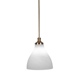 Toltec Lighting Juno 1 - Light Pendant in  New Aged Brass with 11.75" White Marble Shade - 1 of 1
